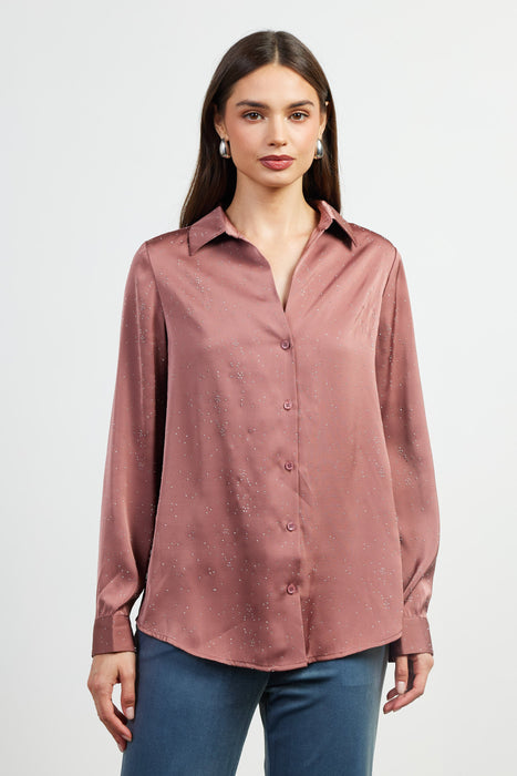 Hot Fix Button Down Blouse - Mauve