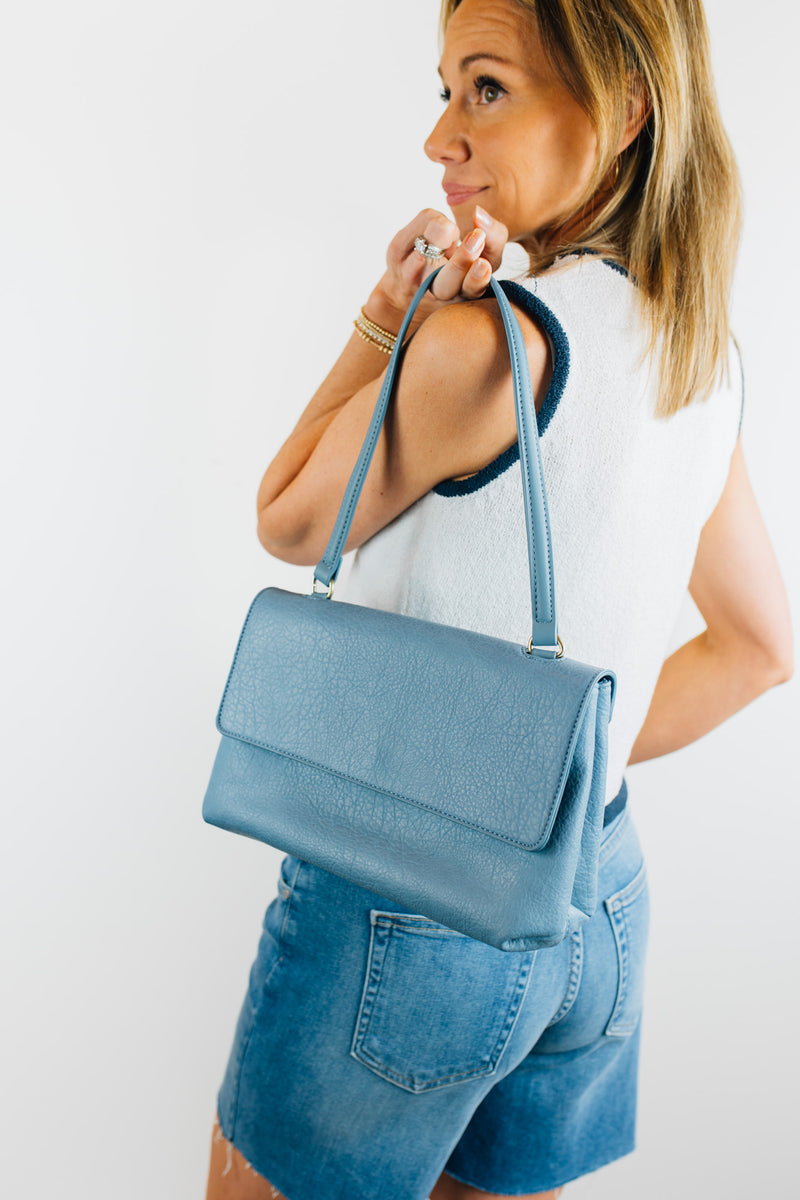 Arden Slip Top Handle Flap Bag - Denim