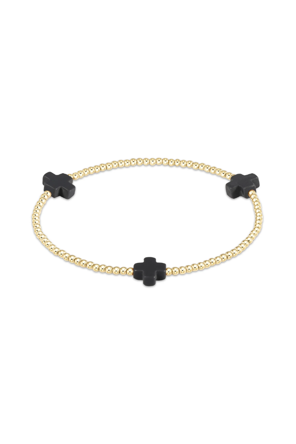 enewton • Signature Cross Gold Pattern 2mm Bead bracelet - Onyx