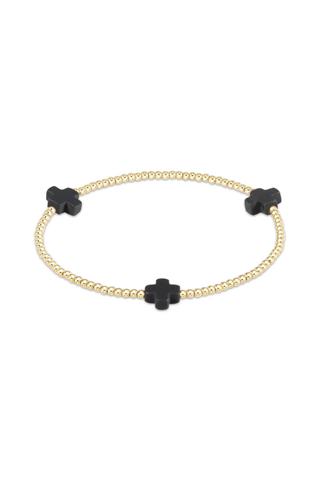 enewton • Signature Cross Gold Pattern 2mm Bead bracelet - Onyx
