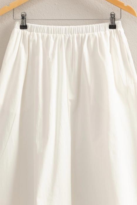 Romantic High Waist Midi Skirt - White