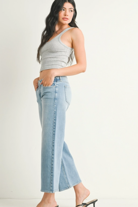 Just Black Denim • Mid Rise Slim Wide Leg - Light Denim