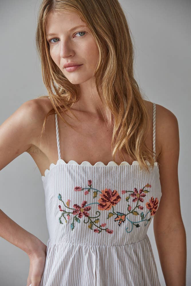 Islay Floral Mini Dress - Taupe