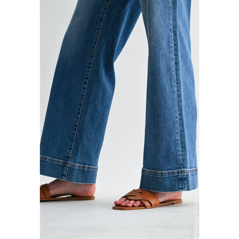 Mica Denim • Mid Rise Wide Leg Jeans - Bismark
