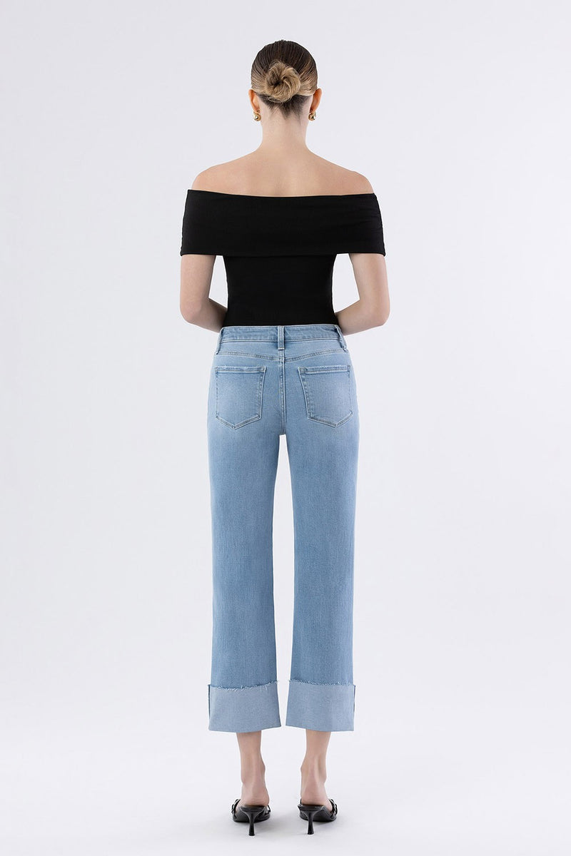 Vervet • High Rise Cuffed Cropped Straight - Jude