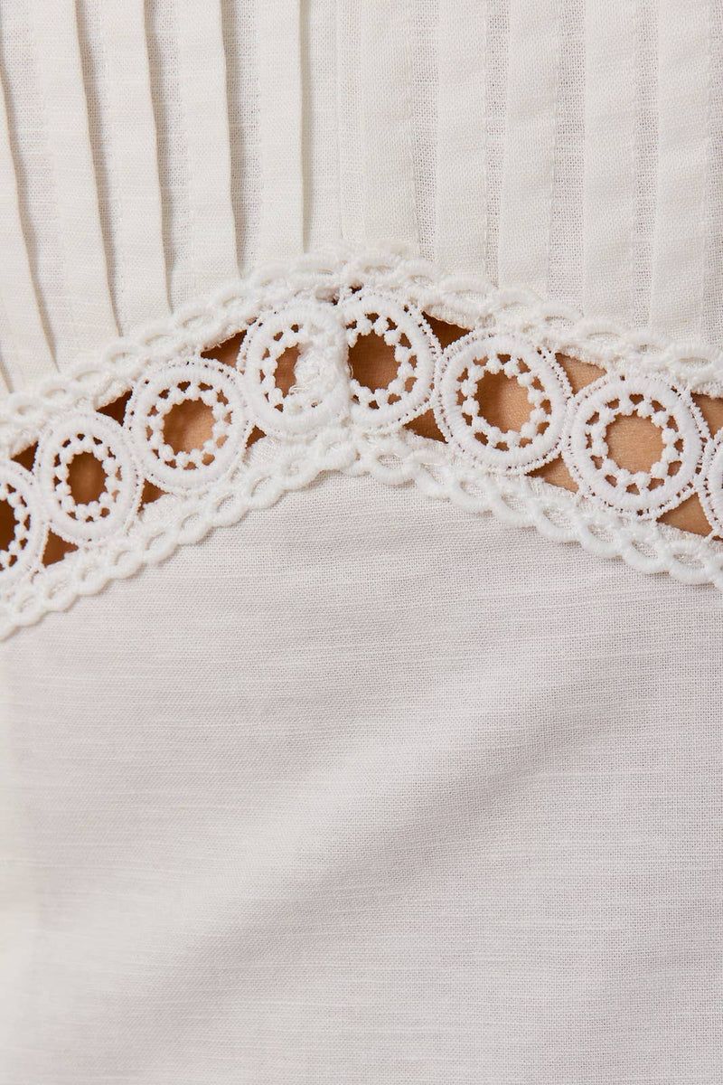 Puff Sleeve V-Neck Mini Dress - White