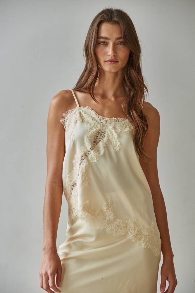 Satin Lace Cami - Butter