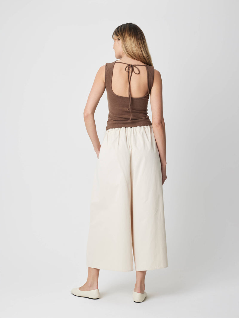The Suzy Top | Cowl Neck Knit Tank Top - Brown