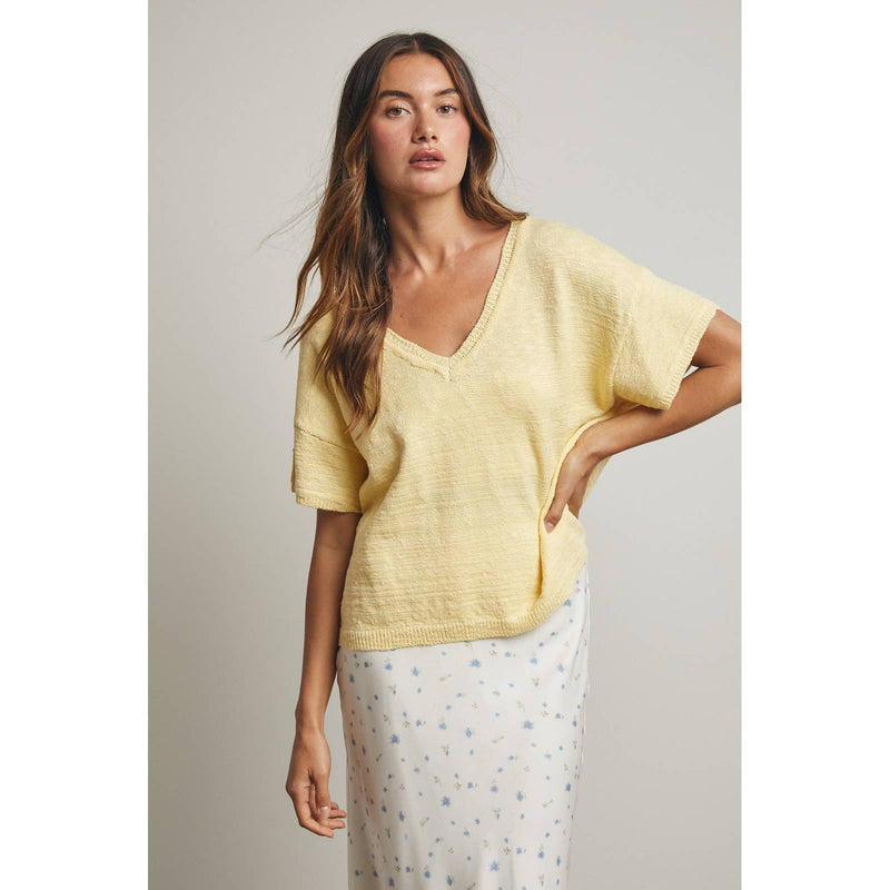 V Neck Sweater - Lemon