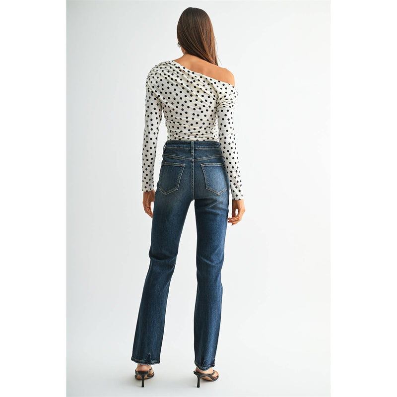Mica Denim • High Rise Straight Jeans - Bahama Navy