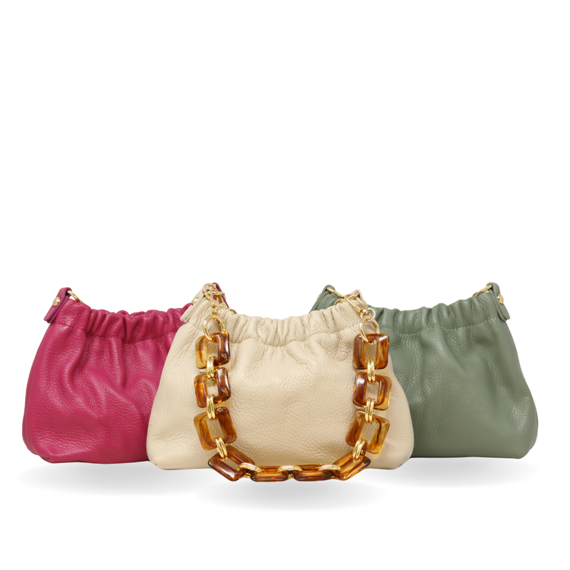 Genuine Italian Leather Clutch And Crossbody Bag - Mint