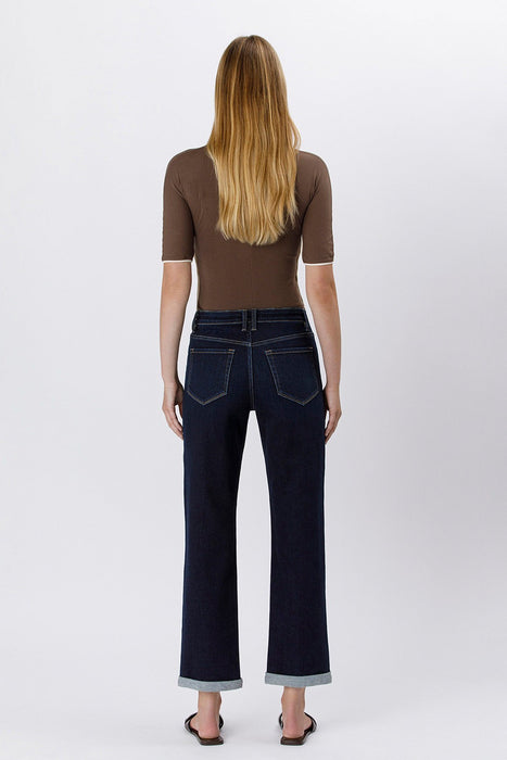Flying Monkey • High Rise Cuffed Crop Straight Jeans - Time Away