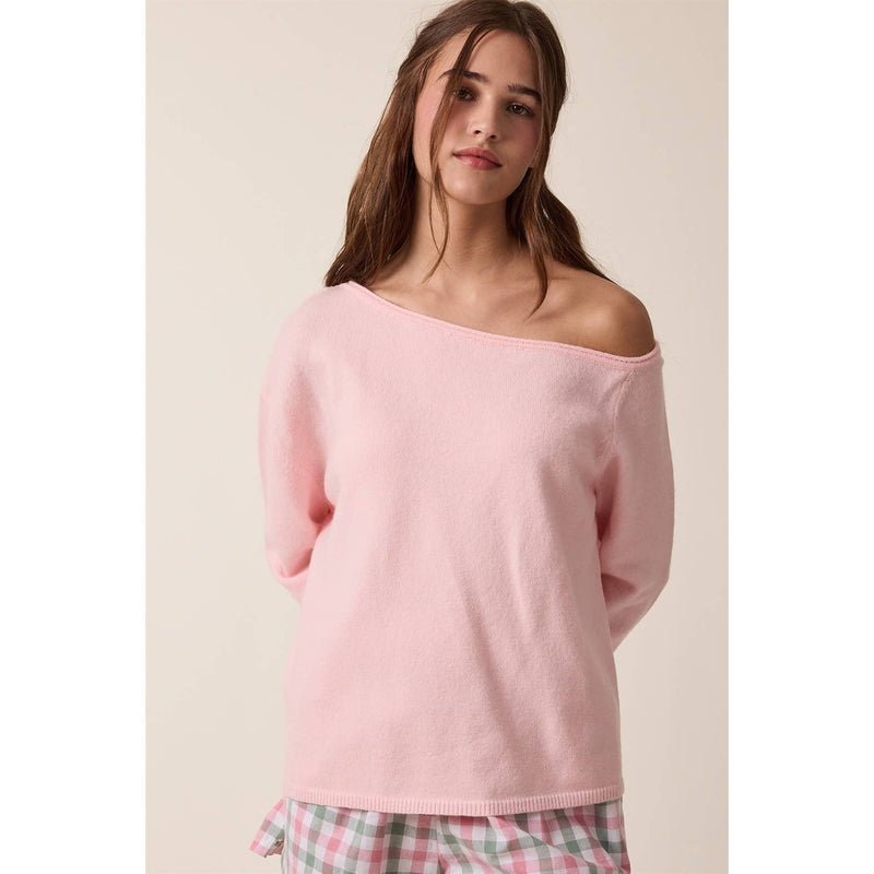 One Shoulder Sweater - Pink