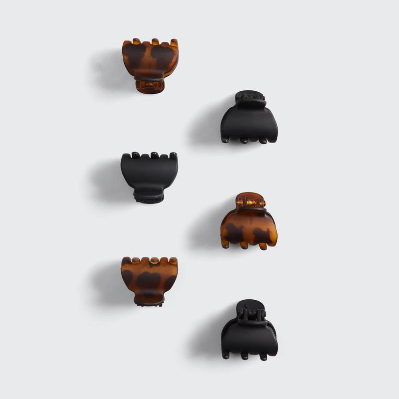 Kitsch • Recycled Plastic X-Small Claw clips 6pc - Black & Tortoise