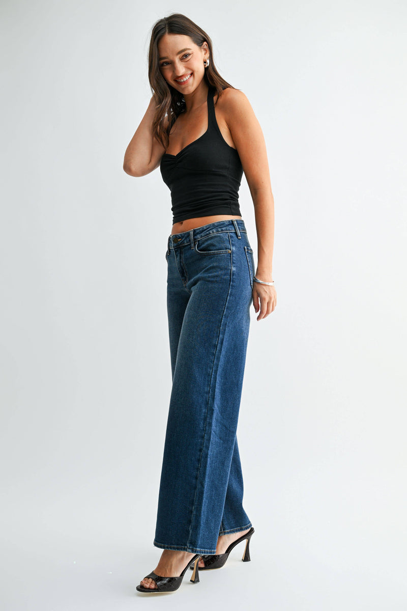 Just Black Denim • Low Rise Straight Jeans - Dark Denim