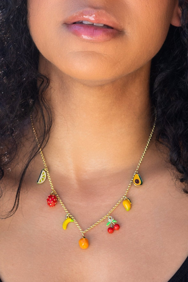 Peter + June • Farmers Market Necklace 18kGold Plated & Hand Painted Enamel