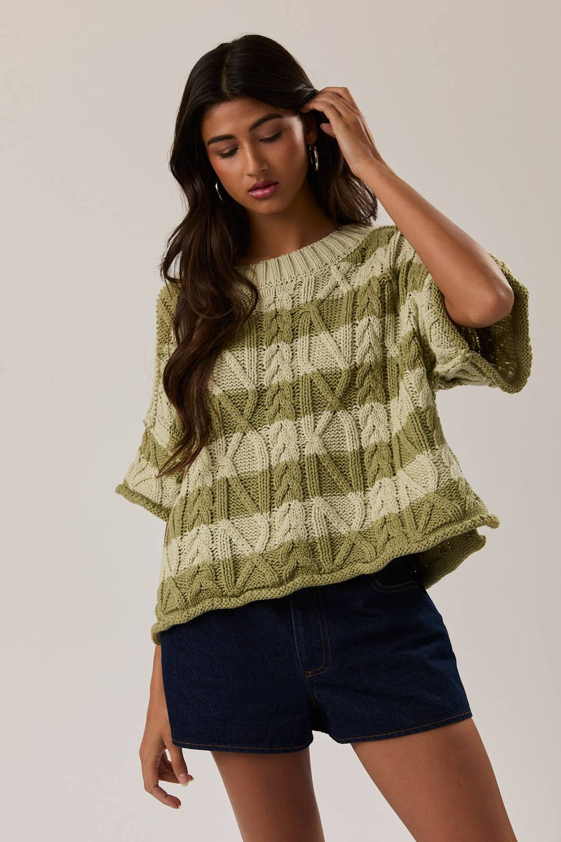 Striped Sweater - Light Green