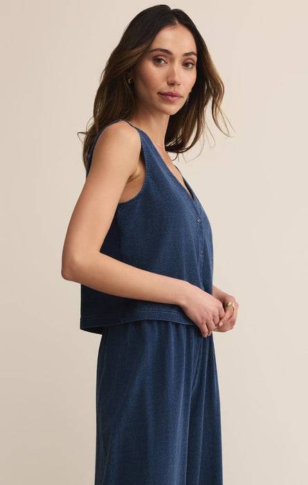 Z Supply • Solace Jersey Denim Top - Indigo