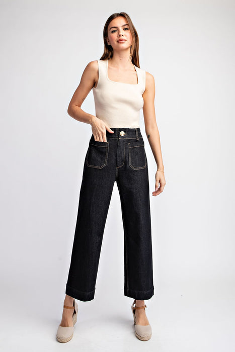 Cropped Straight Leg Black - Denim