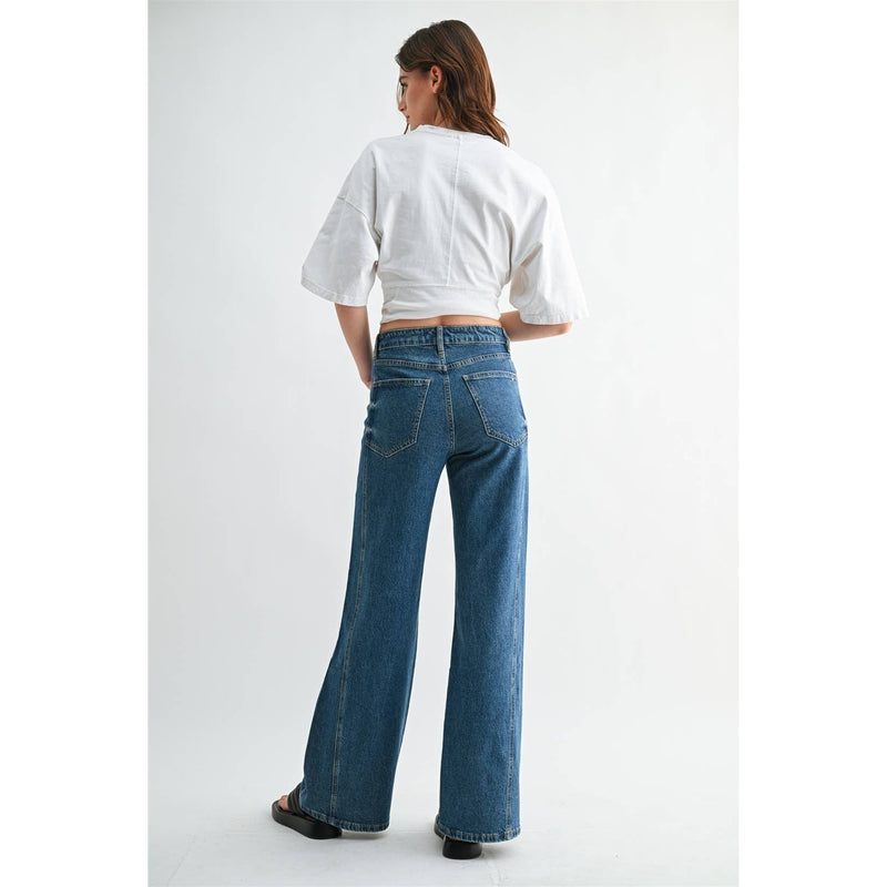 Mica Denim • High-Rise Wide Leg Jeans - Chathams Sea