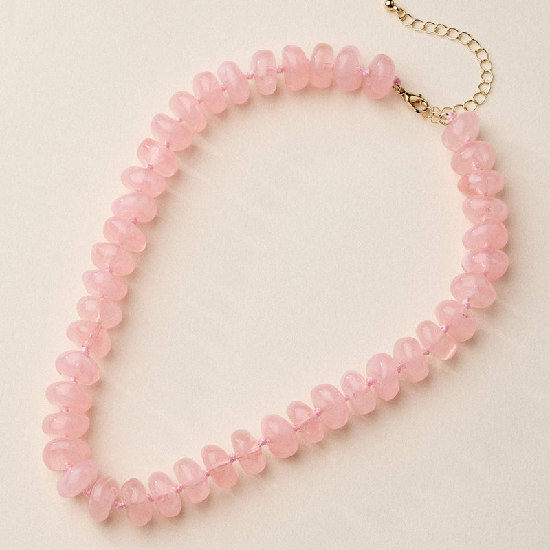 Resin Beaded Chunky Necklace - Pink