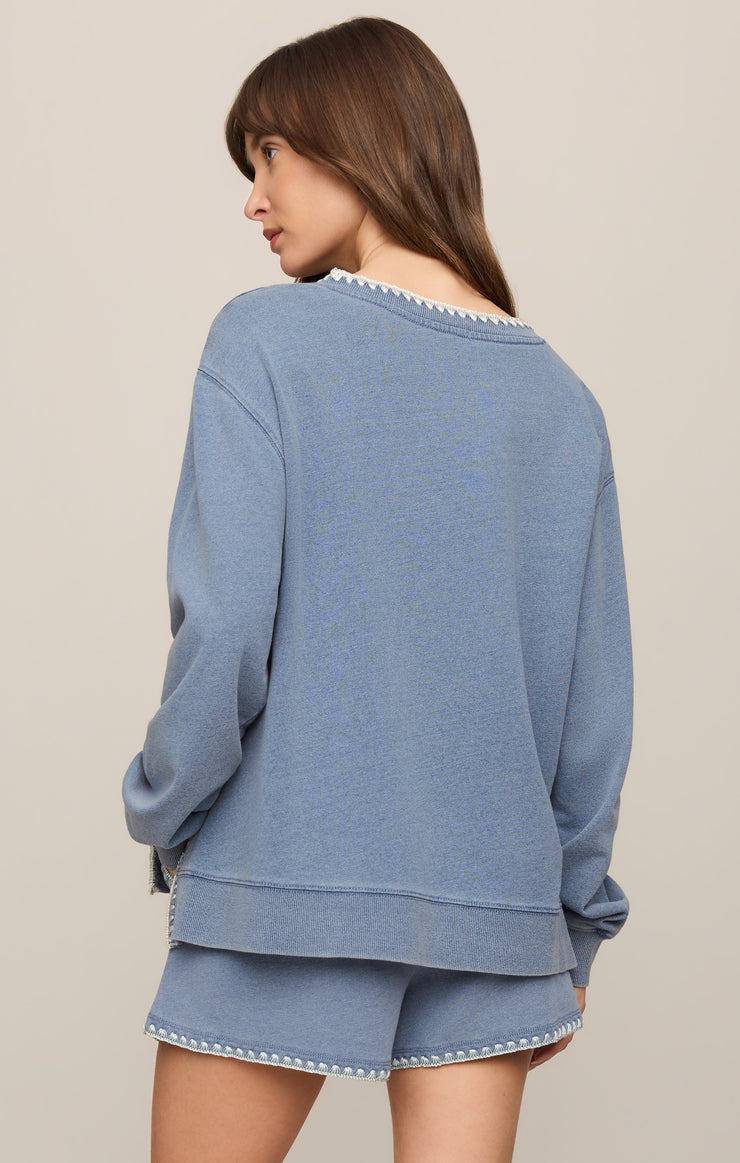 Z Supply • Cam Knit Denim Whipstitch Top - Santorini Indigo
