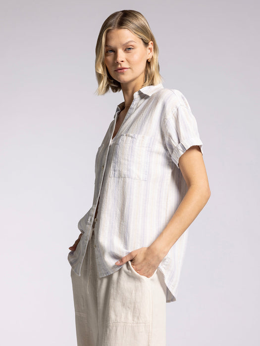 Thread & Supply • Sydney Shirt - Lavender Tan Stripe