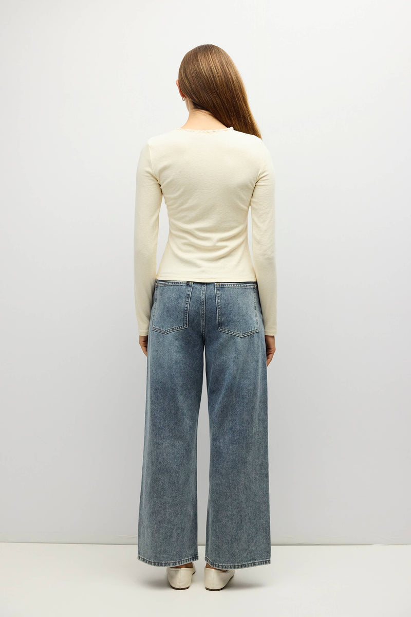 The Priscilla Top | Knit Long Sleeve Top - Cream
