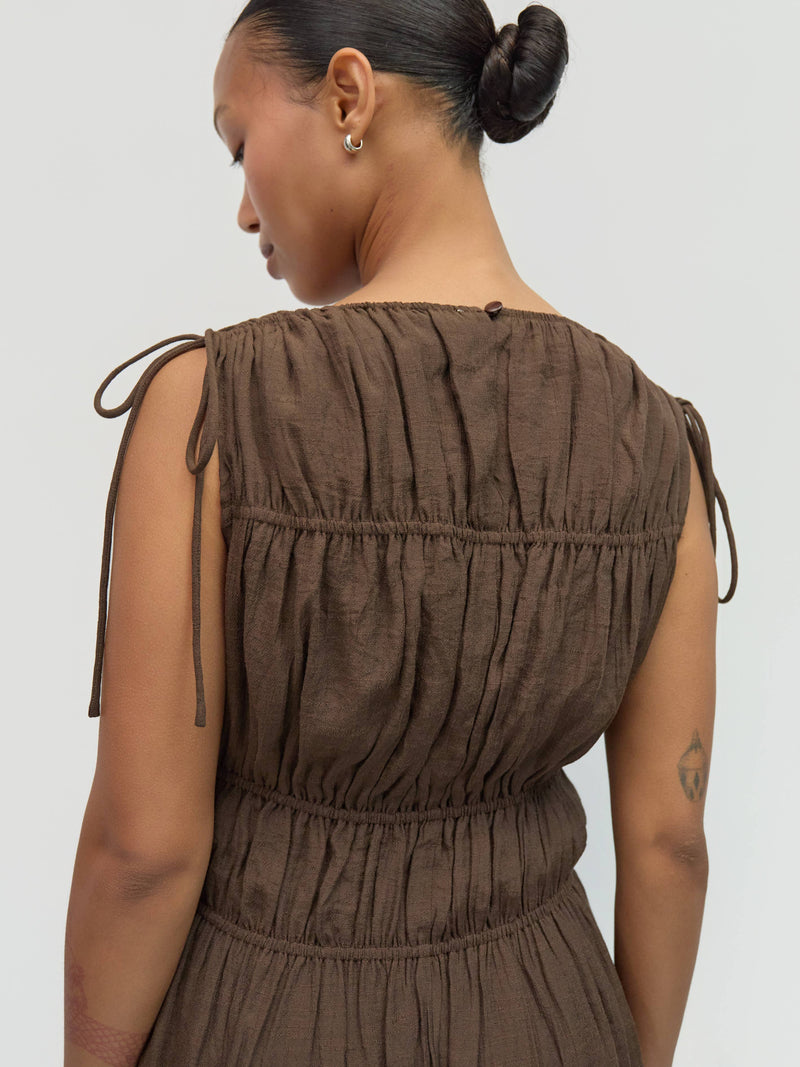 The Stella Dress | Tiered Maxi Dress - Brown