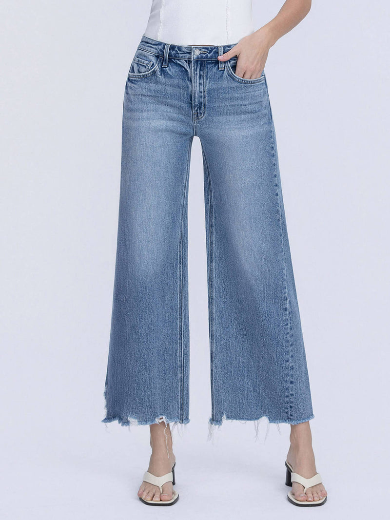 Vervet • High Rise Wide Leg Raw Hem Jeans - Ingenious