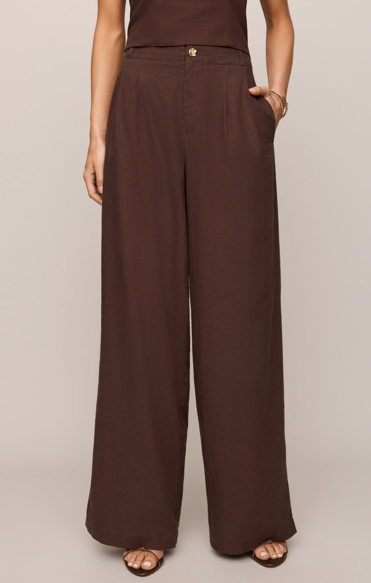 Z Supply • Magnolia Linen Pants - Chocolate Cherry