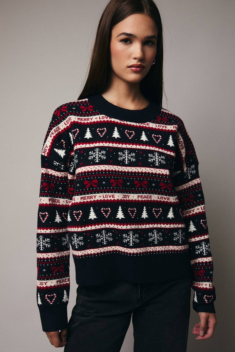 Christmas Graphic Sweater - Navy