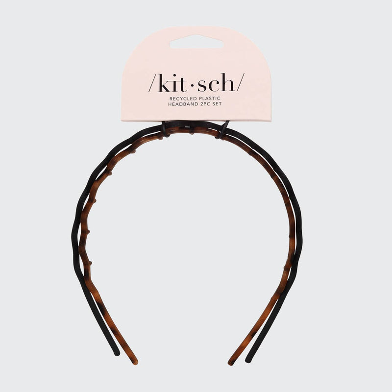 Kitsch • Zig Zag Headband 2pk - Black & Tortoise