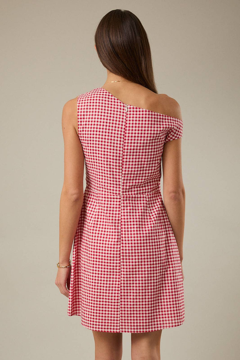 Gingham Mini Dress - Cream & Red