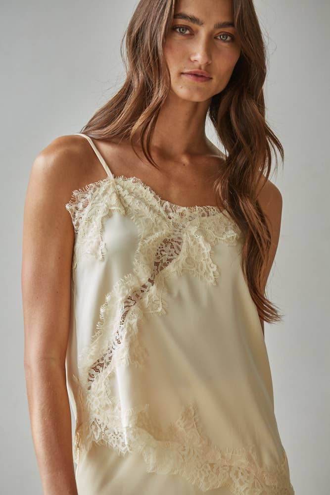 Satin Lace Cami - Butter