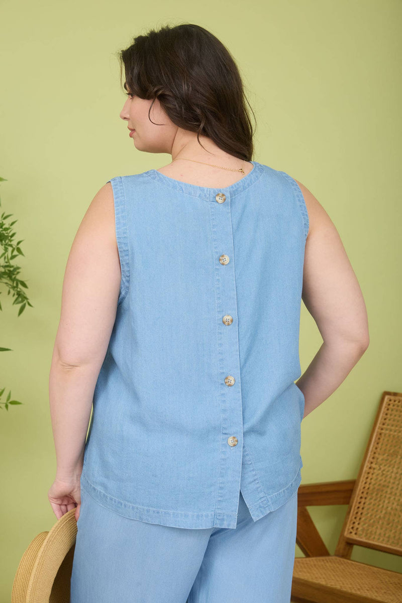 Sleeveless Top - Chambray - Curvy