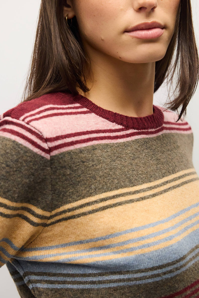 The Natasha Sweater | Multi Stripe Relaxed - Burgundy Multi