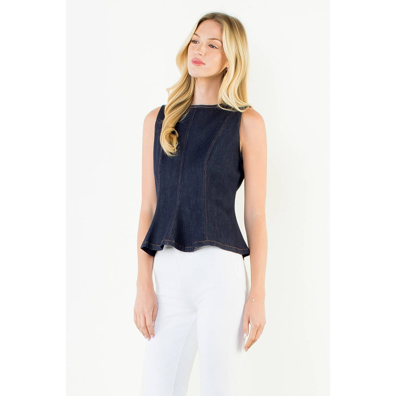 Sleeveless Denim Peplum Top