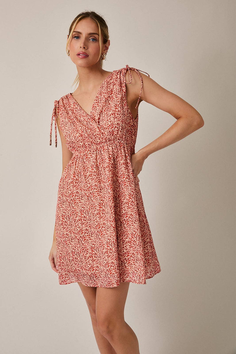 Mini Dress - Taupe & Rust