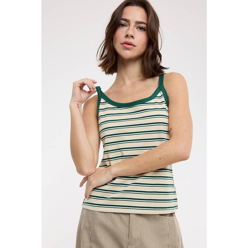 Striped Knit Cami - Taupe & Hunter