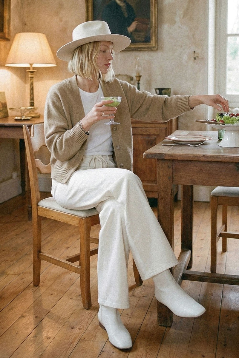 High Rise Wide Leg - Natural