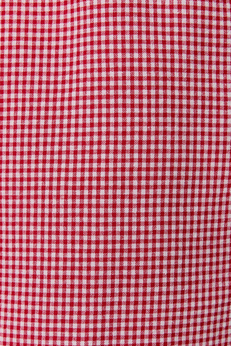 Gingham Square Neck Cap Sleeve Top - Red & White