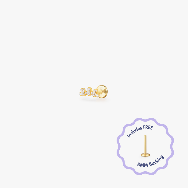 Gold Mini Crown Titanium Flat Back Stud (Single)