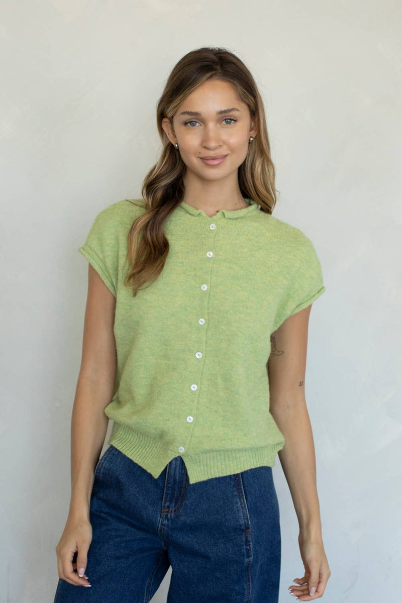 Piper Vest Cardigan - Lemongrass
