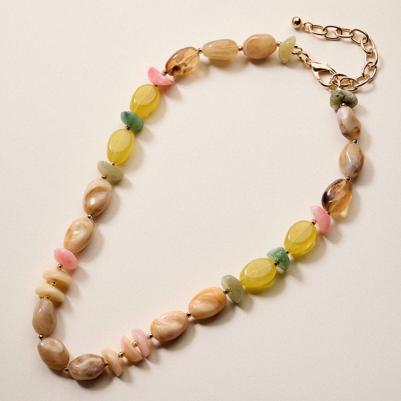 Organic Resin Bead Necklace - Natural