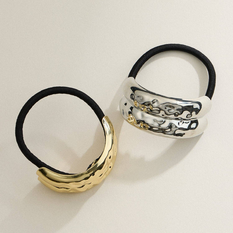 Metallic Hammered Hair Tie - Gold