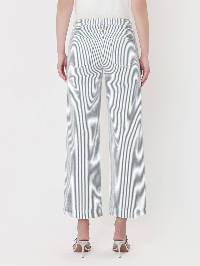Lovervet • High-Rise Patch Pocket Wide Leg Jeans - Stripe