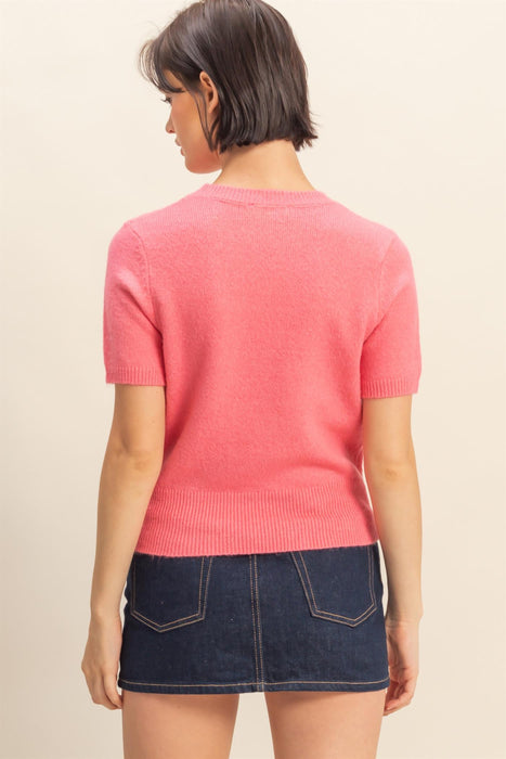 Sweater Top - Taffy Pink