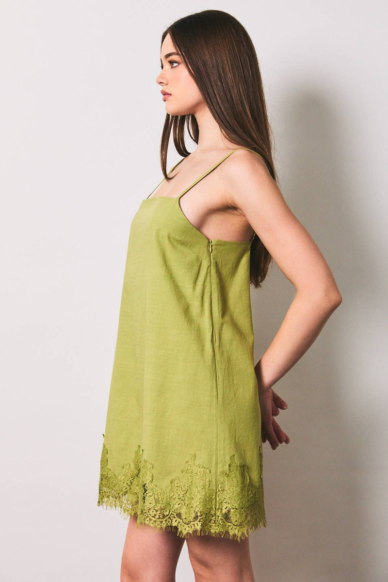 Spaghetti Strap Mini Dress - Light Green