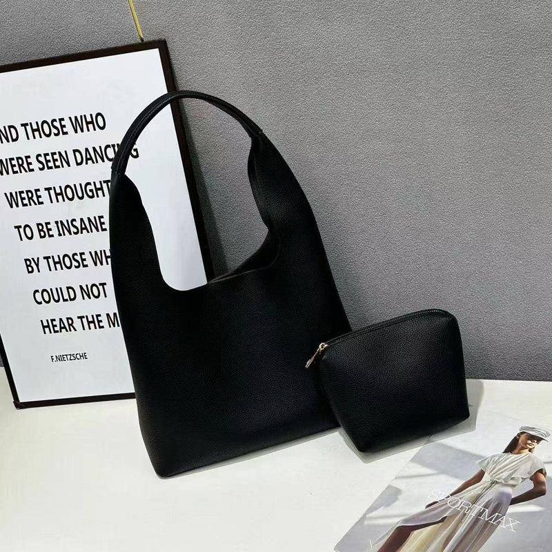 Microfiber Leather Hobo Bag - Black